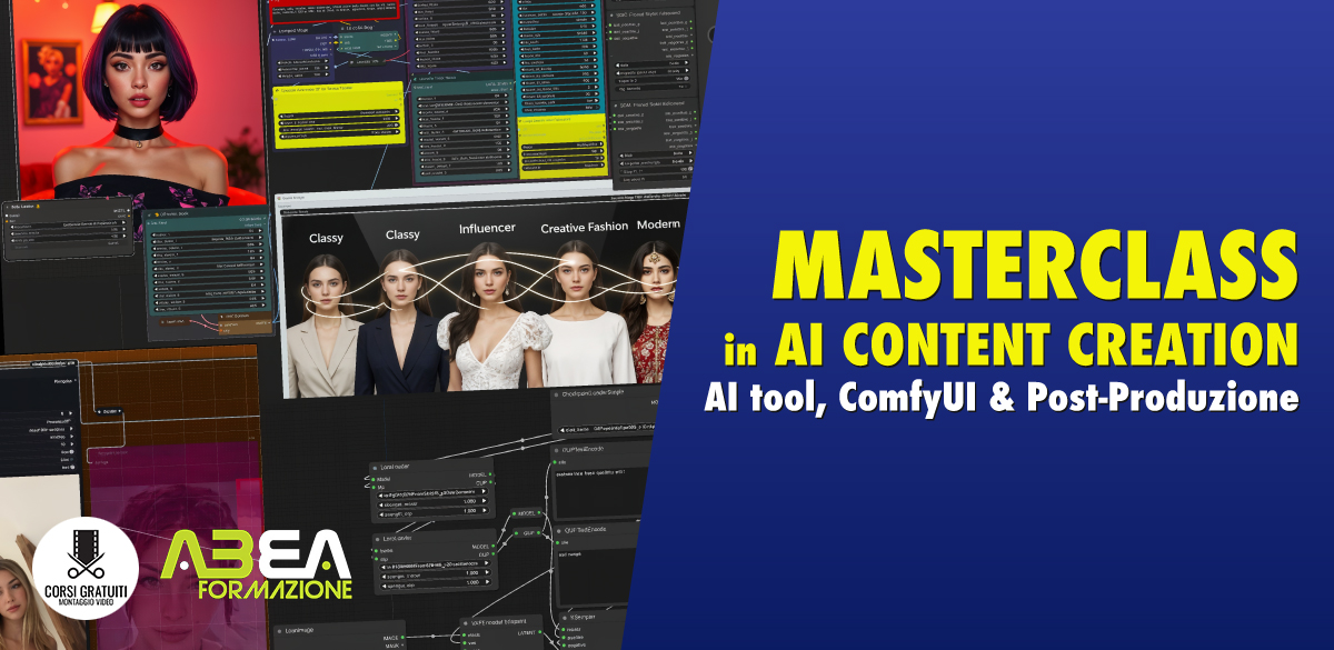 MASTERCLASS IN AI CONTENT CREATION: AI TOOL, COMFYUI E POST-PRODUZIONE DI CORRADO CANZIANI 13.30 – 17.30 (ONLINE – ISCRIZIONI APERTE)